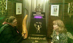 Chatting with Sue at her booth