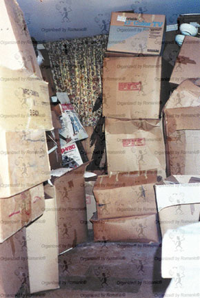 Professional organizer begins by helping sort and box hoarded items