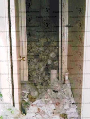 Adult diapers hoarded in bathroom